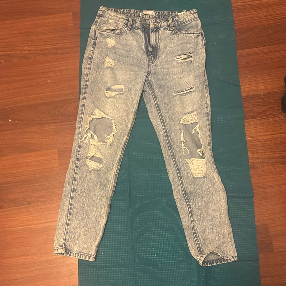 Baggy blue jeans